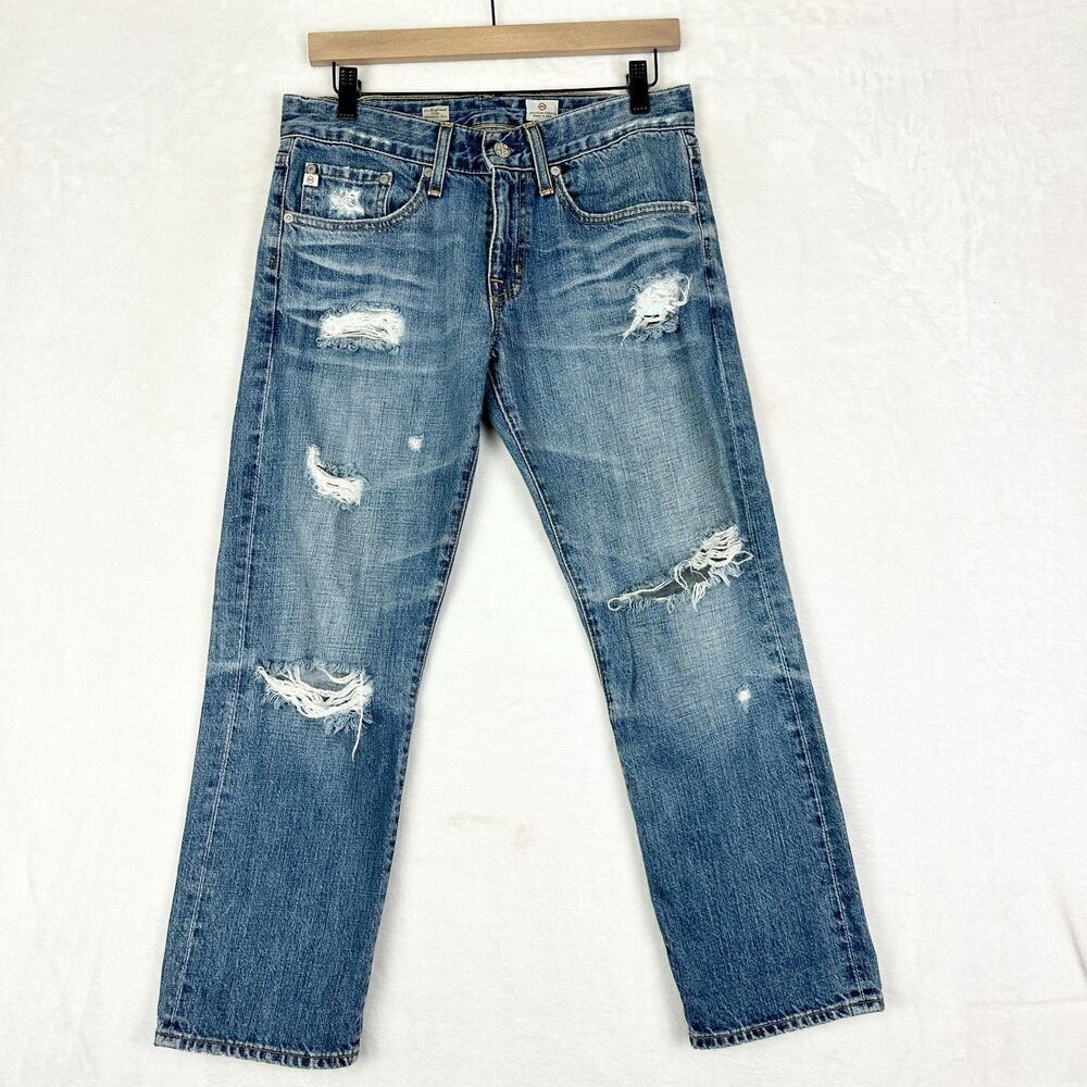 AG Adriano Goldschmied Ex Boyfriend Crop Jeans Size 26 17 Years Damaged Wash